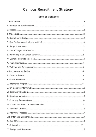 Free Campus Recruitment Strategy Document HR Template to Edit Online