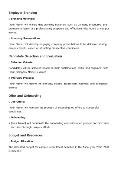 Free Campus Recruitment Strategy Document HR Template to Edit Online
