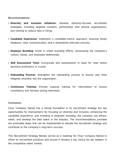Free Recruitment Strategy Review HR Template to Edit Online