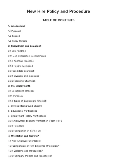 Free New Hire Policy & Procedure HR Template to Edit Online