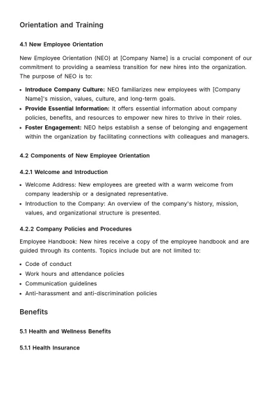 Free New Hire Policy & Procedure HR Template to Edit Online