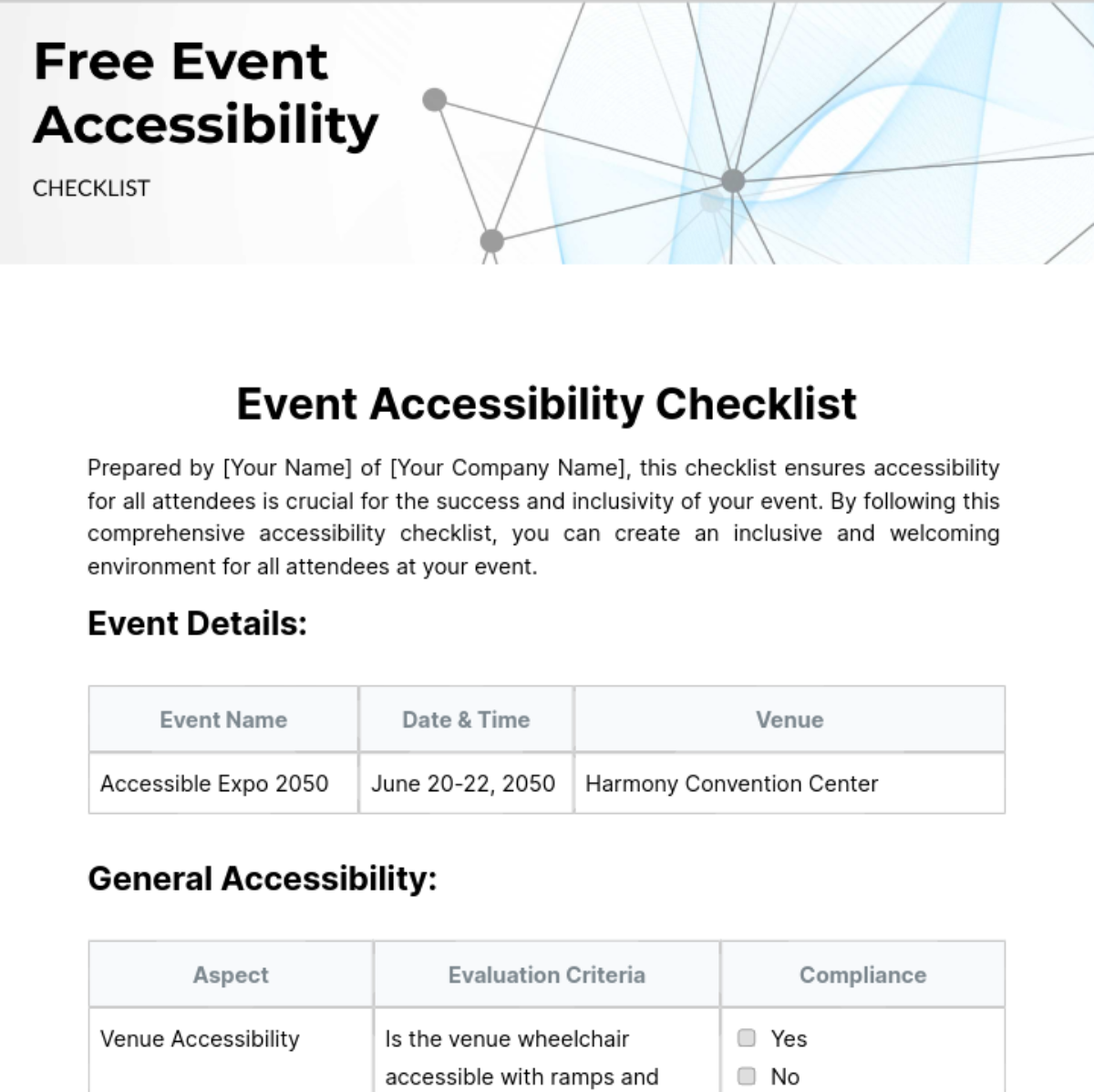 Free Event Accessibility Checklist Template