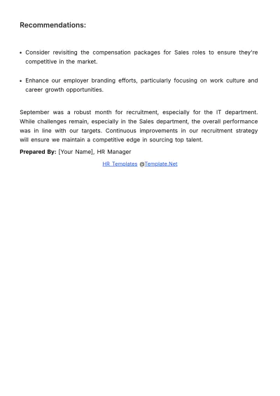 Free Recruiter's Monthly Report HR Template to Edit Online