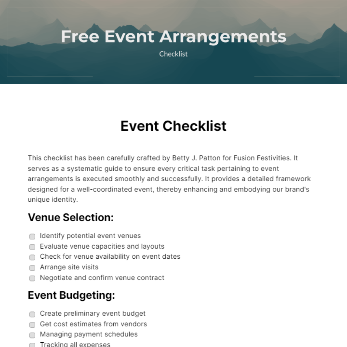 FREE Event Checklist - Edit Online & Download | Template.net