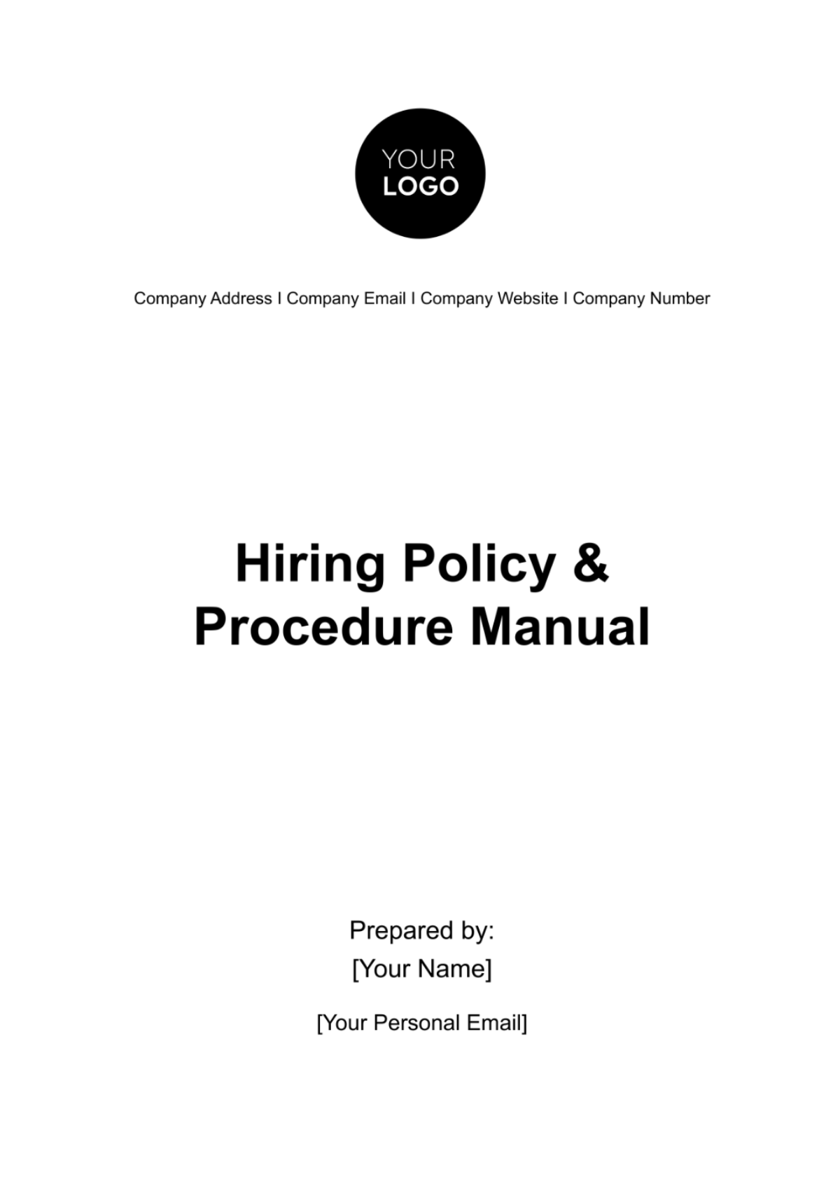 Hiring Policy & Procedure Manual HR Template - Edit Online & Download