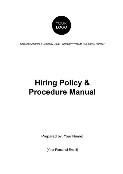 Free Hiring Policy & Procedure Manual HR Template to Edit Online