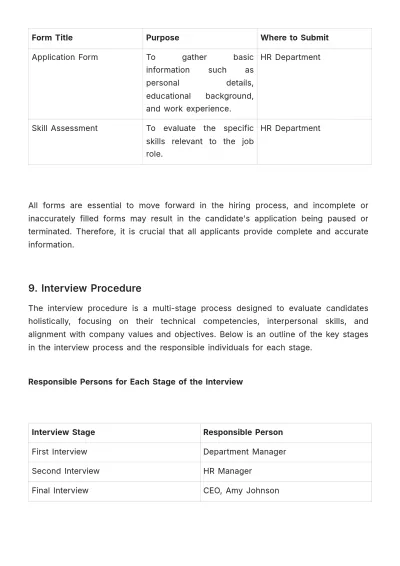 Free Hiring Policy & Procedure Manual HR Template to Edit Online