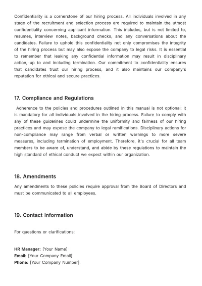 Free Hiring Policy & Procedure Manual HR Template to Edit Online