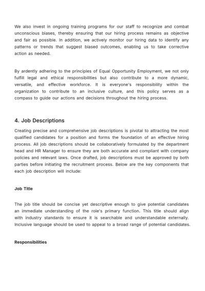 Free Hiring Policy & Procedure Manual HR Template to Edit Online