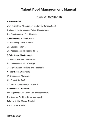 Free Talent Pool Management Manual HR Template to Edit Online