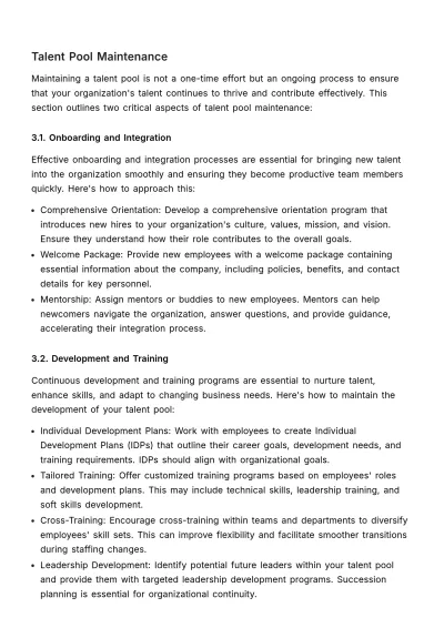 Free Talent Pool Management Manual HR Template to Edit Online