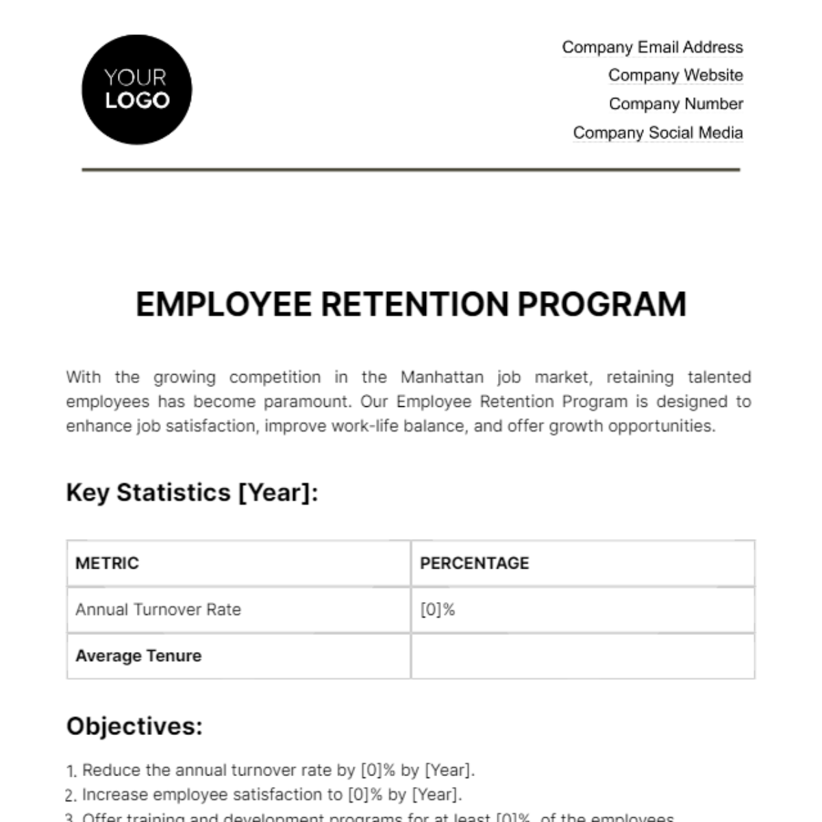 Employee Retention Program HR Template - Edit Online & Download