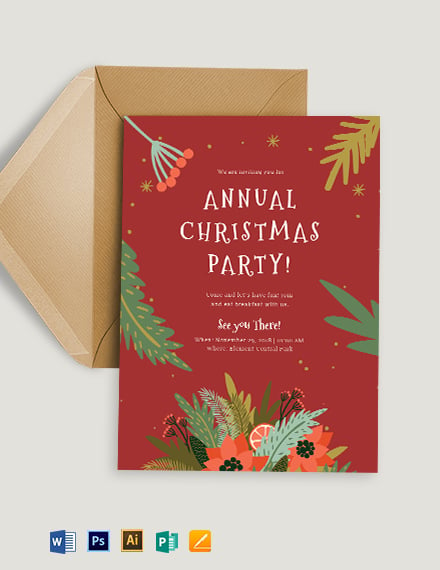 red christmas invitation template