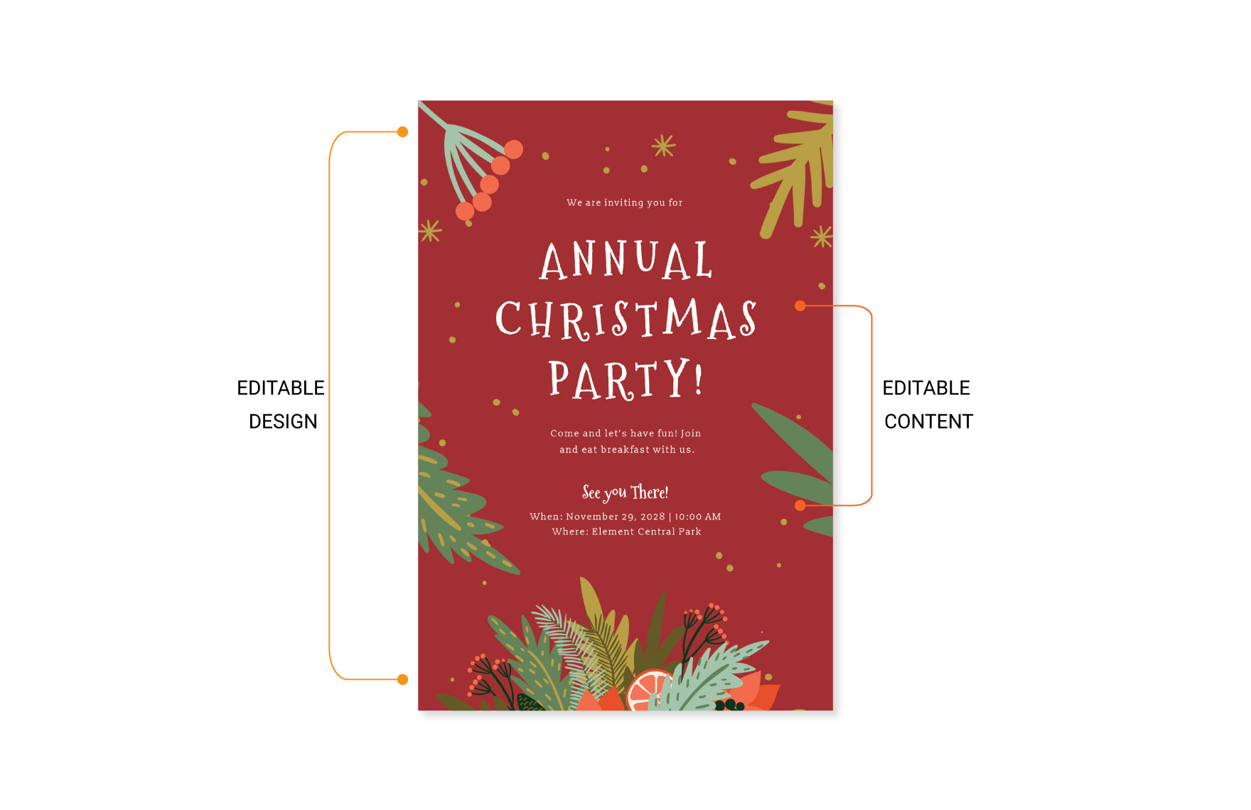 Red Christmas Invitation Template