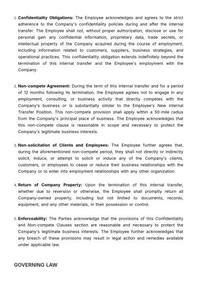 Free Internal Transfer Contract HR Template to Edit Online