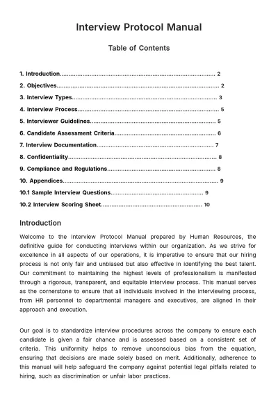 Free Interview Protocol Manual HR Template to Edit Online