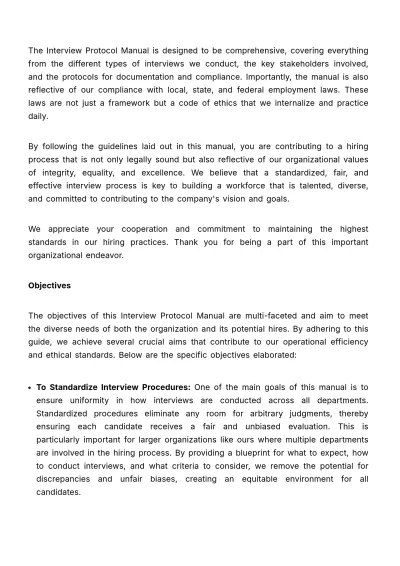 Free Interview Protocol Manual HR Template to Edit Online