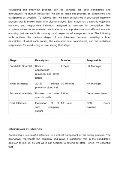 Free Interview Protocol Manual HR Template to Edit Online