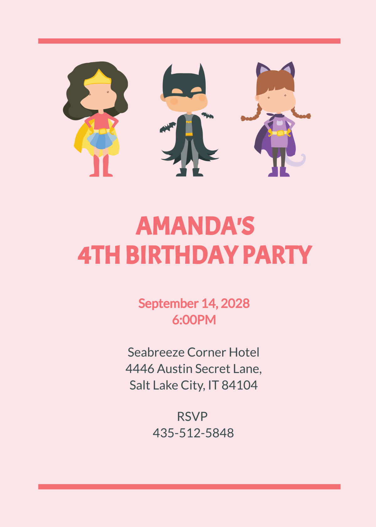 Free Superhero Themed Birthday Party Invitation Template