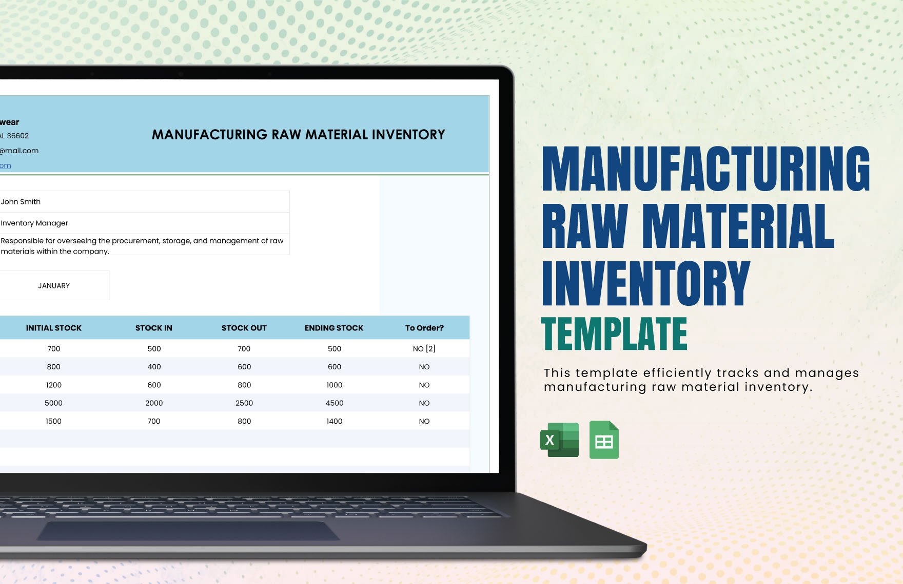 Manufacturing Raw Material Inventory Template