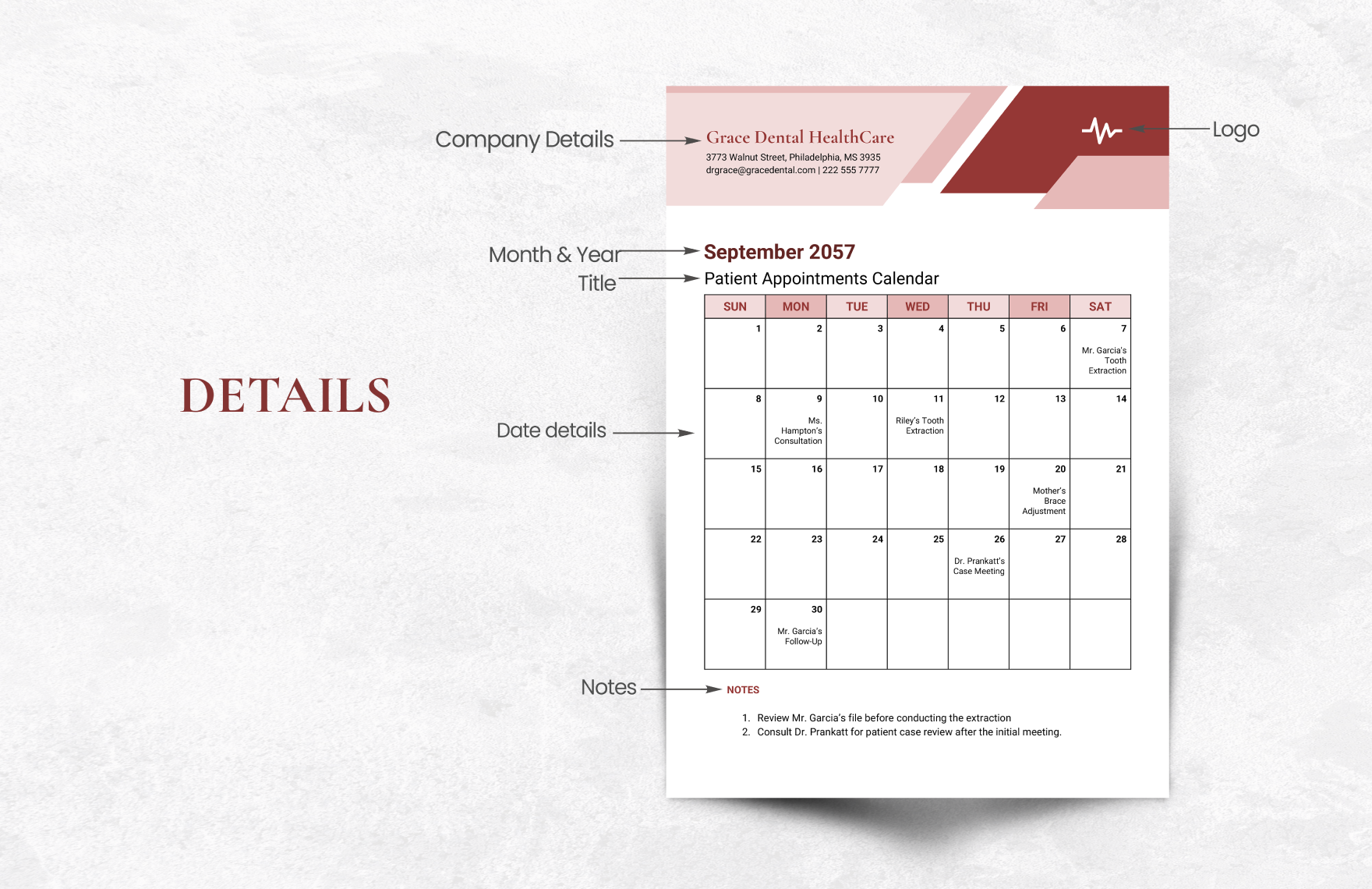 Monthly Appointment Calendar Template