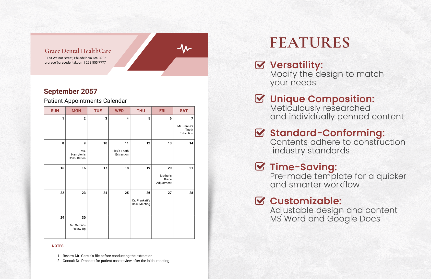 Monthly Appointment Calendar Template