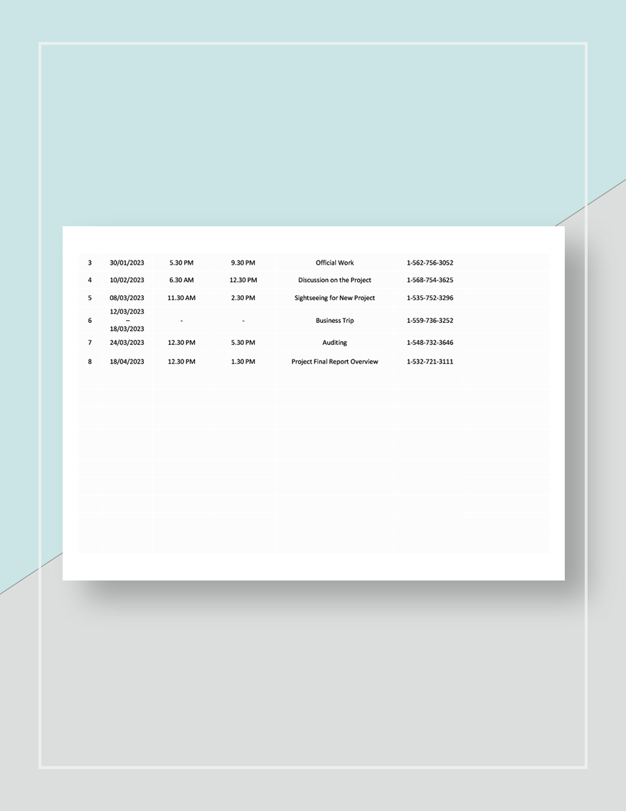 Office Appointment Calendar Template