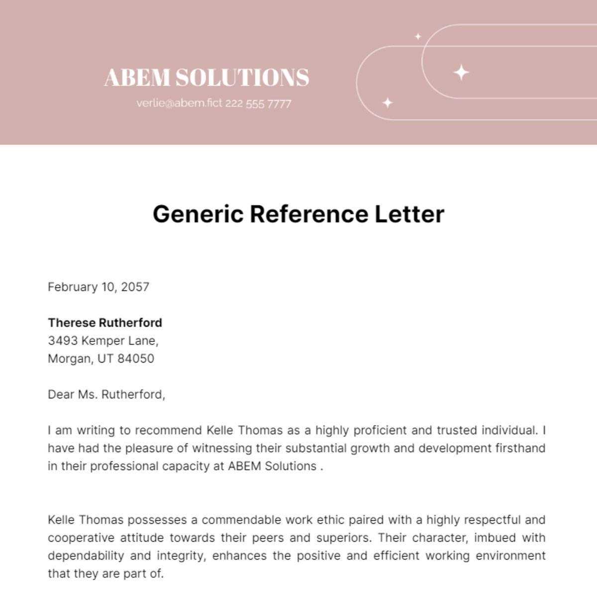Generic Reference Letter Template