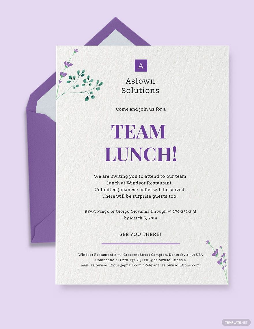 Office Team Lunch Invitation Template