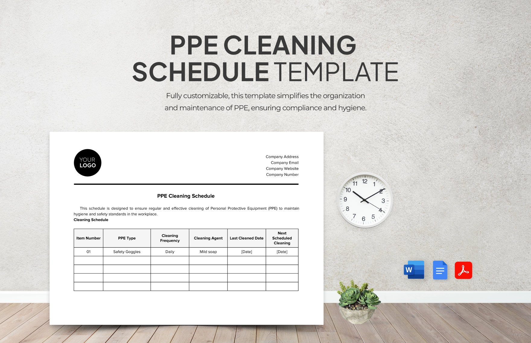 PPE Cleaning Schedule Template