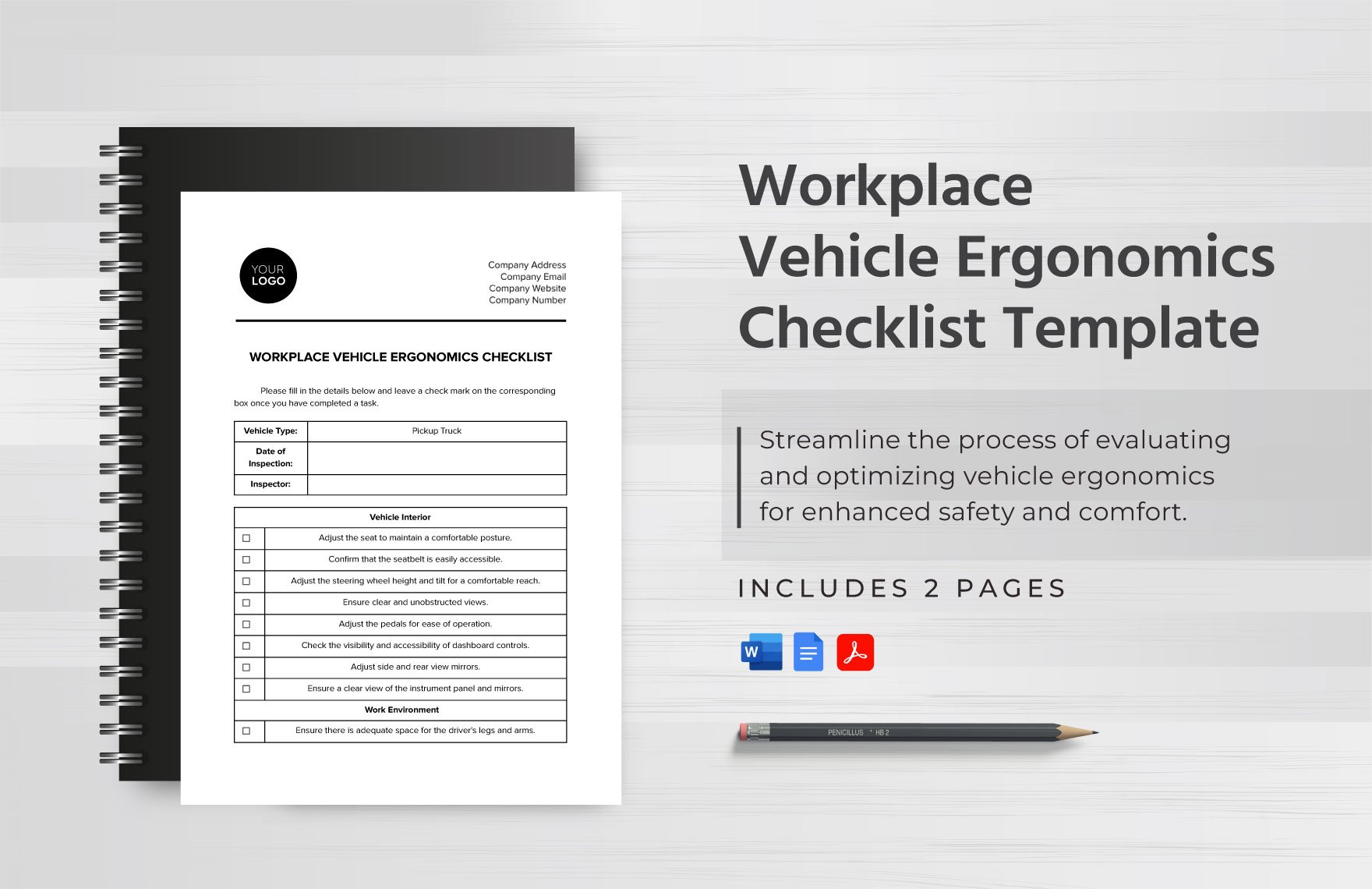 Workplace Vehicle Ergonomics Checklist Template