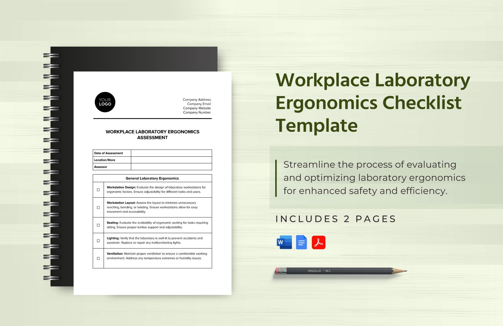 Workplace Laboratory Ergonomics Checklist Template