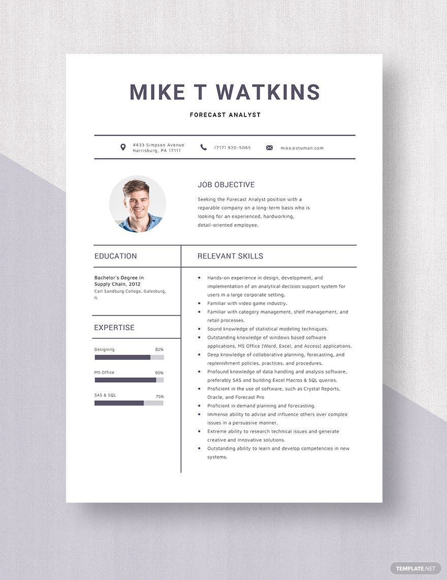 Free Forecast Analyst Resume Template