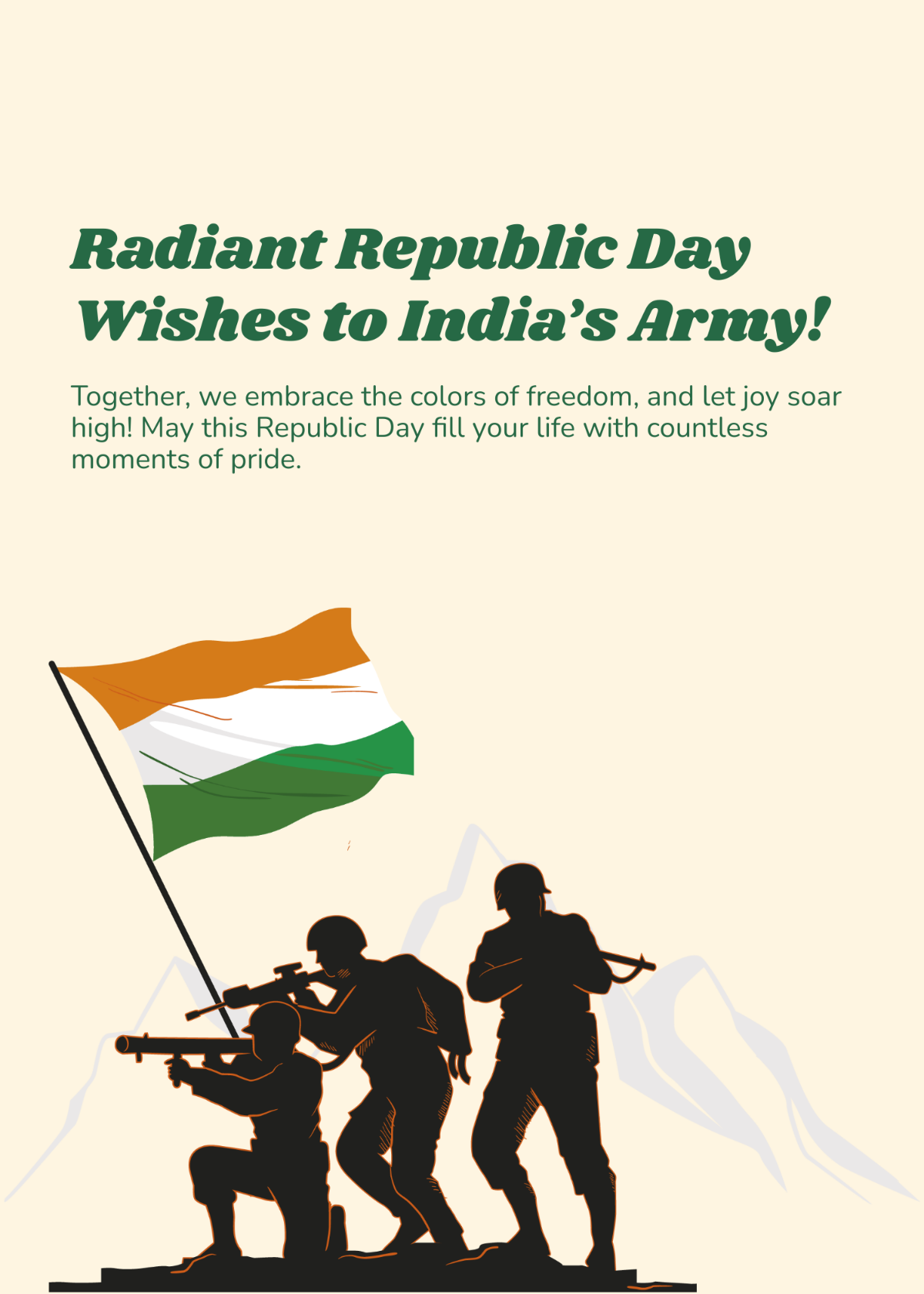 Free Republic Day Wishes for Indian Army Template
