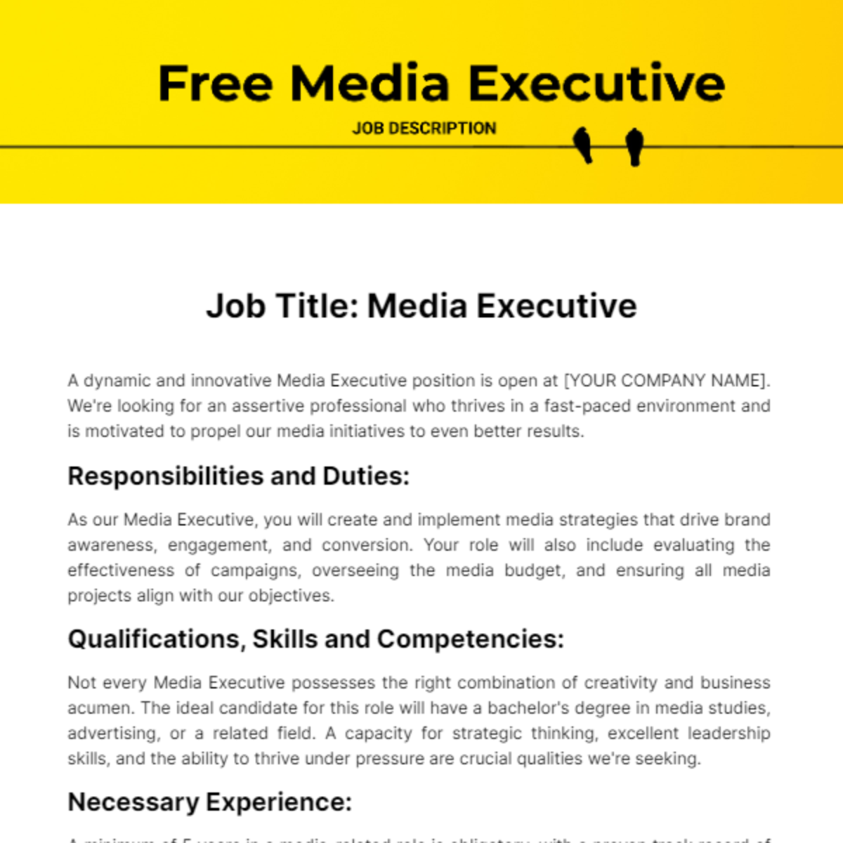 Media Executive Job Description Template