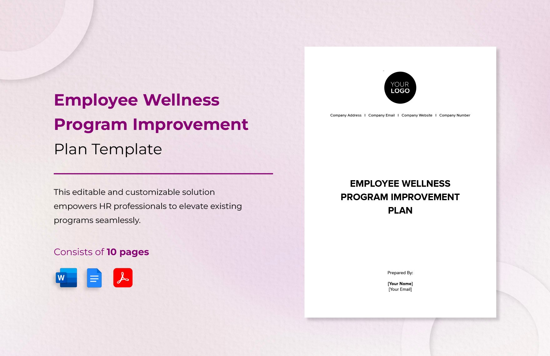 Employee Wellness Program Improvement Plan Template