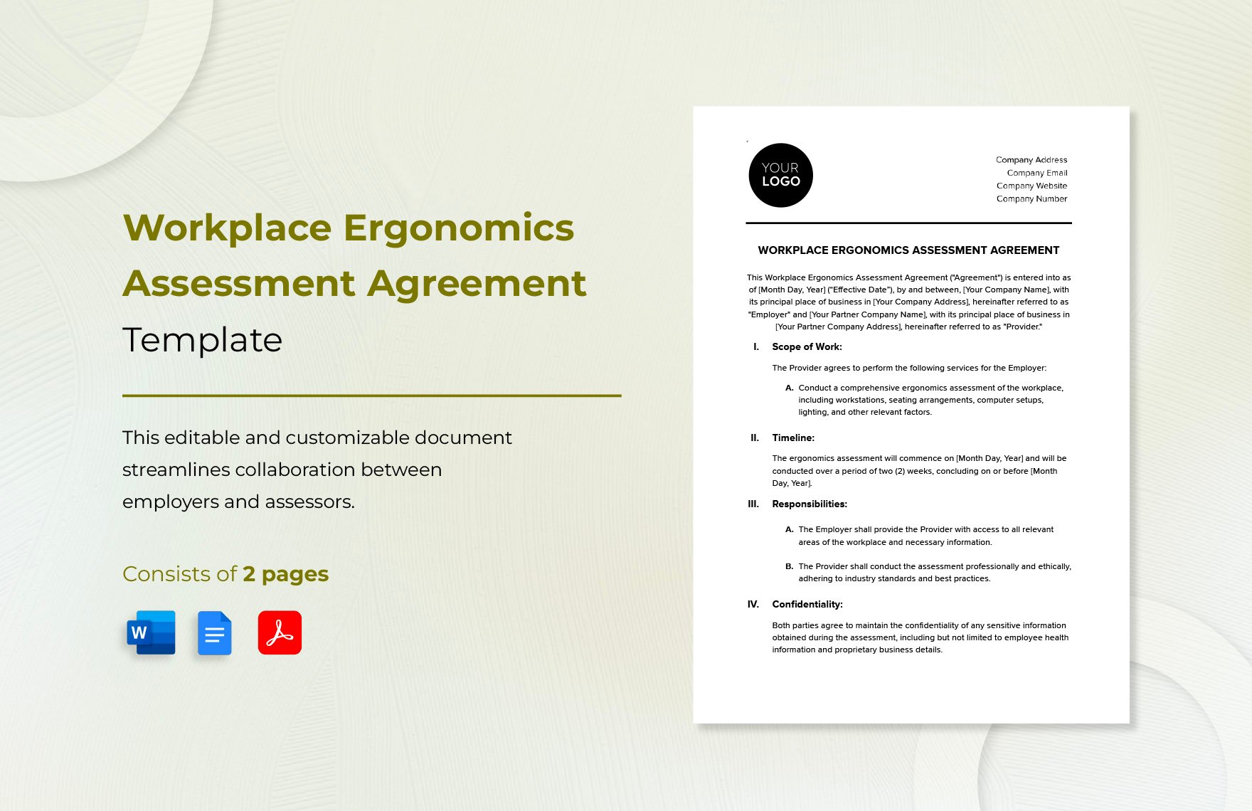 Workplace Ergonomics Assessment Agreement Template