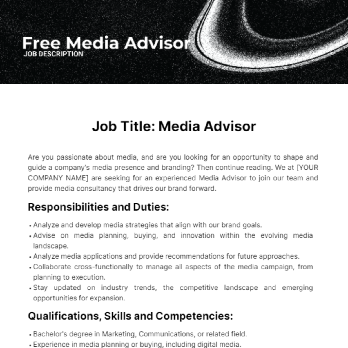 Free Media Advisor Job Description Template