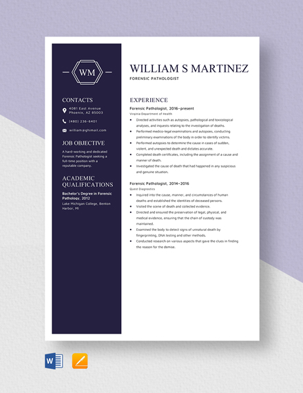 Free Forensic Resume Word Template Download Template Net