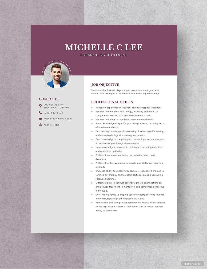 Free Forensic Psychologist Resume Template