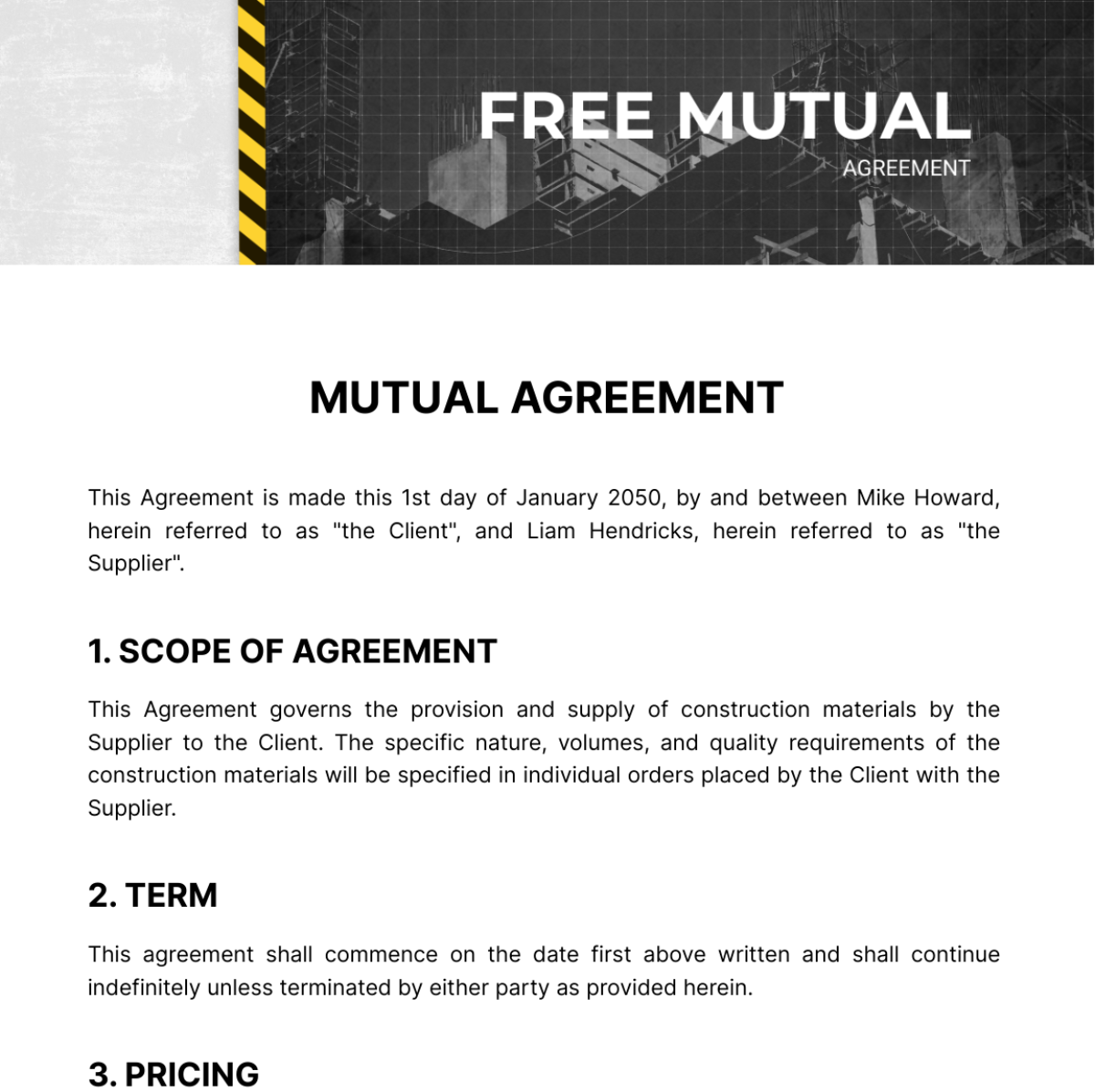 Free Mutual Agreement Template