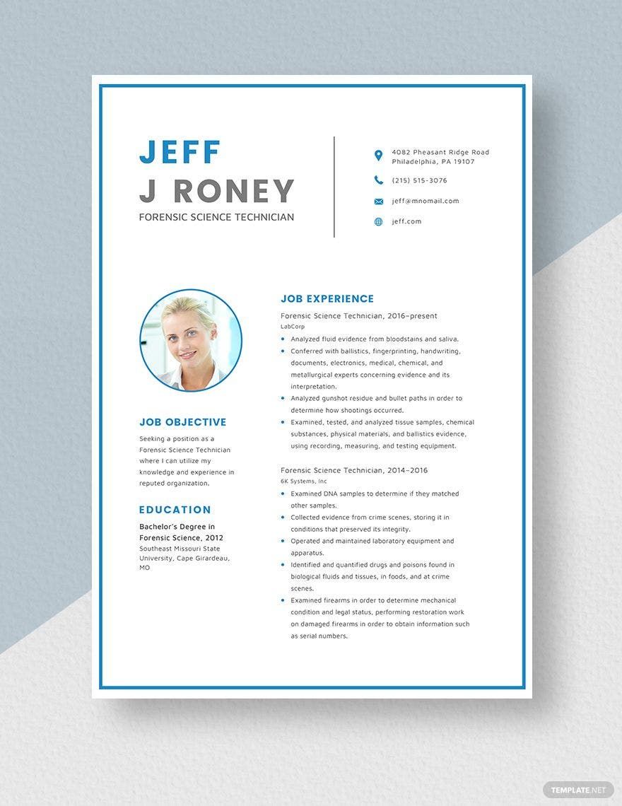 Free Forensic Science Technician Resume Template