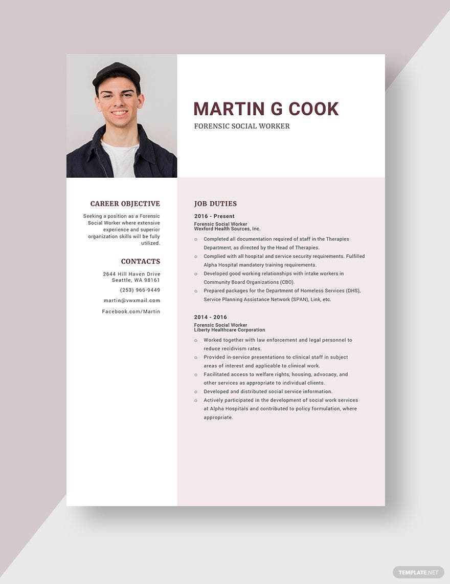 Free Forensic Social Worker Resume Template
