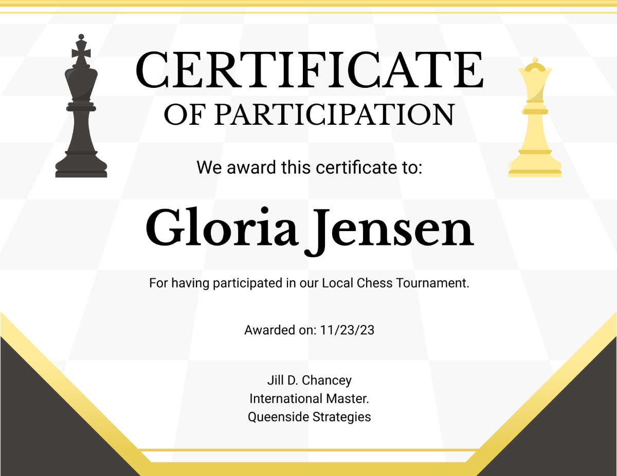 Chess Certificate
