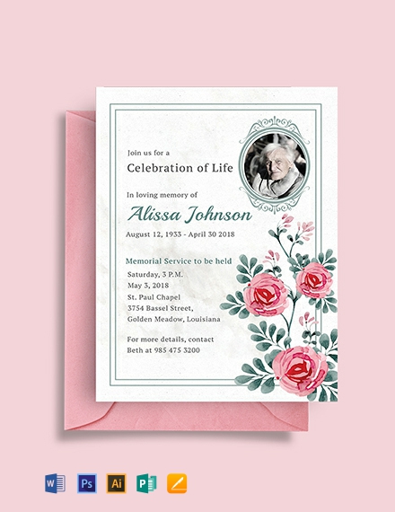 free download of funeral service invitation templates for word