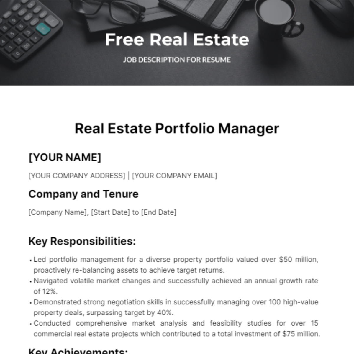 FREE Real Estate Job Description Templates Examples Edit Online 