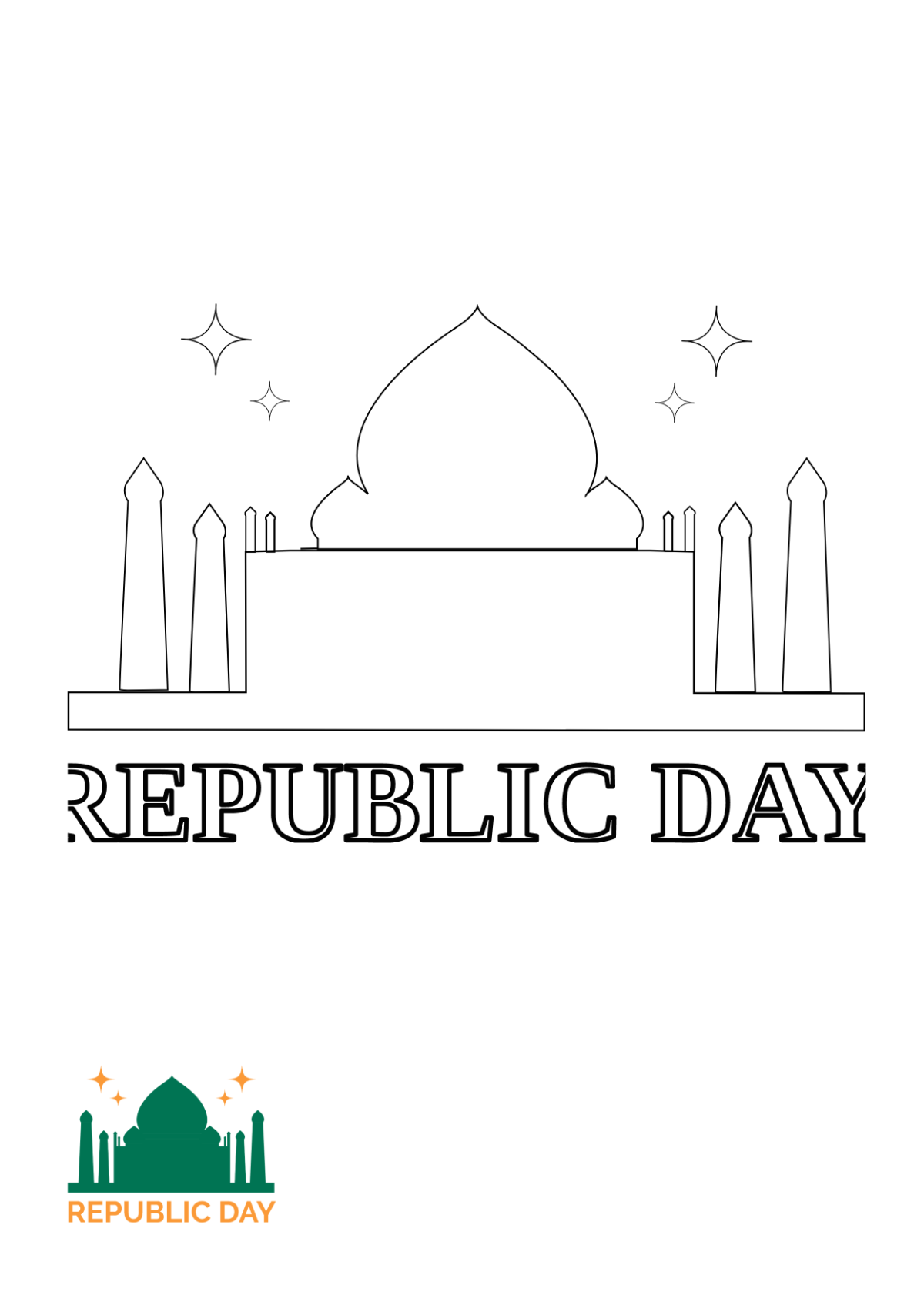 Printable Republic Day Coloring Page Template