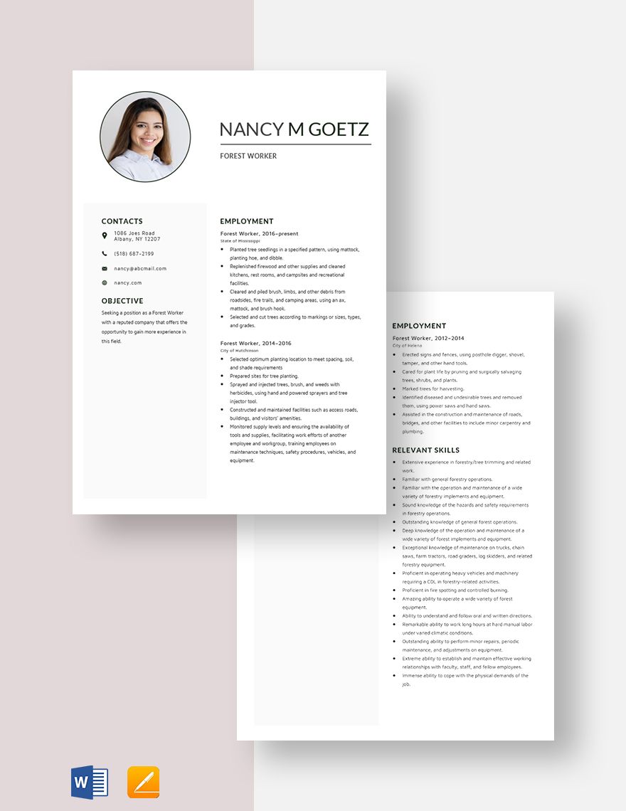 Forest Worker Resume
