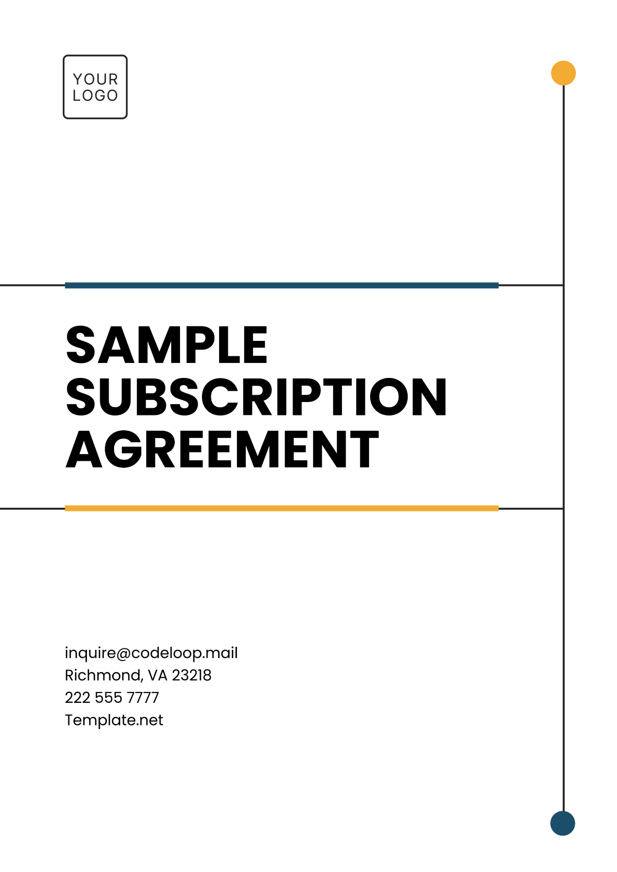 Sample Subscription Agreement Template - Edit Online & Download