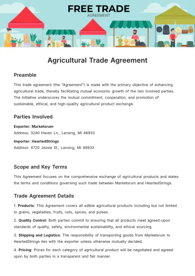 Free Trade Agreement Template to Edit Online